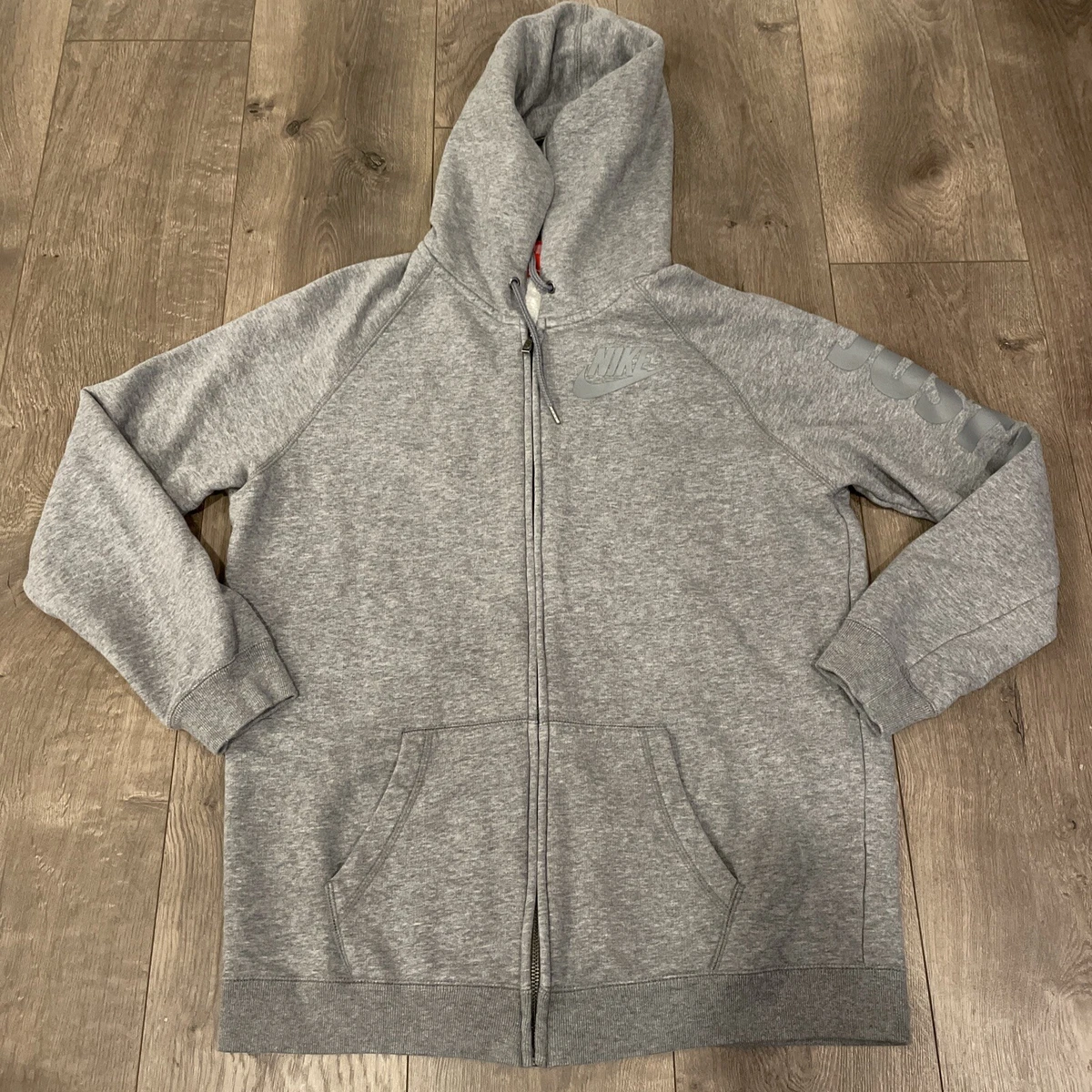 Nike Rally Boyfriend Full Zip Women s Hoodie 718818 091 Grey Size