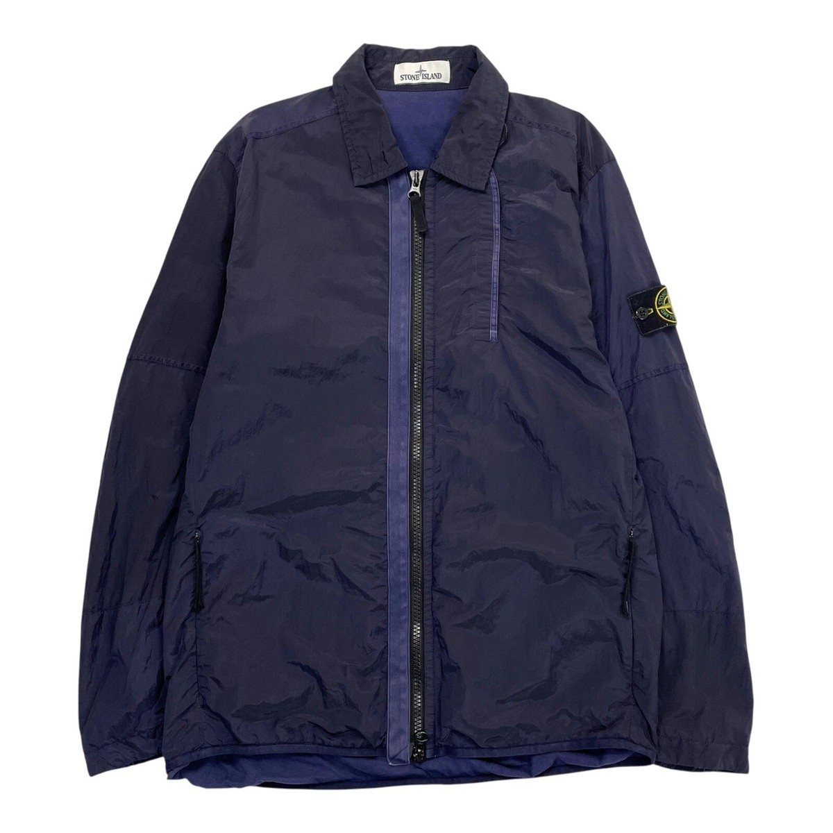 Stone Island Nylon Overshirt Metal Shimmer Jacket Navy Blue Size Large L