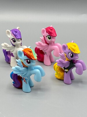 Set of 4 My Little Ponies Miniatures Blind Bag Wave Cake Toppers Toys