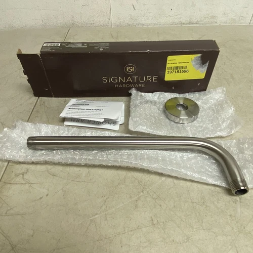 Signature Hardware Wall-Mount Rainfall Shower Arm 12" Brushed Nickel - Picture 2 of 9