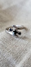 Sterling Silver Ring 925 With 3 Stones 3 Colors Size 6 3/4
