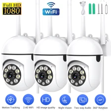 3PACK 2.4G WIFI Security Camera System Outdoor Home Night Vision Wired Cam 1080P