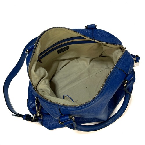 ORA DELPHNE Pebble Grain Leather Designer Handbag Blue Cobalt Convertible Bag - Picture 7 of 9