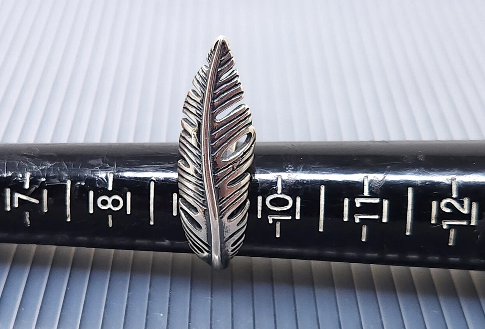 Anillo Vintage Carolyn Pollack Plata Esterlina Pluma Banda Talla 9 Foto 3 de 4