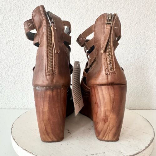 NUEVAS Botas Lane BECCA Mujer Marrón Cuñas 11 Sandalias Occidentales Cuero Vaquera - Imagen 3 de 10