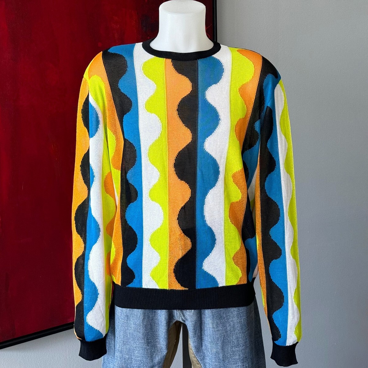 GIANNI VERSACE rayon sweater Geometric pattern size 54 from S/S