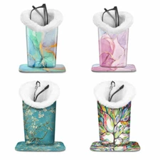 Plush Lined Eyeglasses Holder Protective PU Leather Case For Eye Glasses Phones