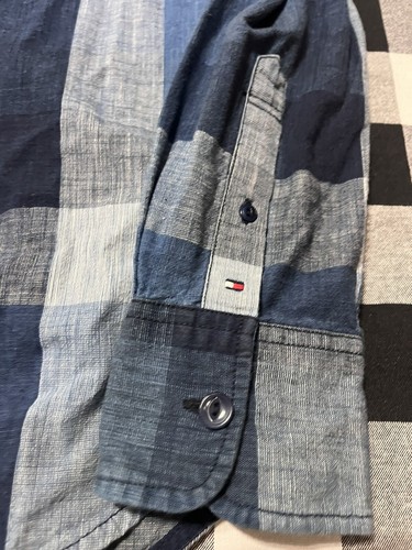 Mens Tommy Hilfiger Long Sleeve Button Shirt Indigo Yarns Size M Nice Colors - Picture 4 of 10