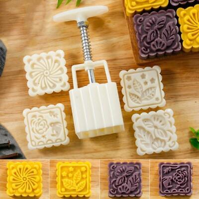 1 Set Square Flowers Stamps Moon Cake Mold Pastry Mooncake Kitchen Baking Tools