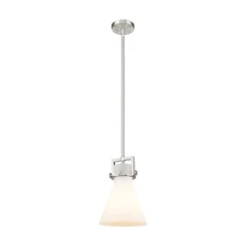 Innovations Newton Cone 1-Lt 8" Stem Pendant, SN/MWG - 411-1SS-SN-G411-8WH