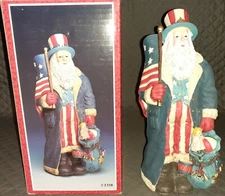 Uncle Sam 11" Christmas Santa Clause With Toy Bag American Flag Winding Music