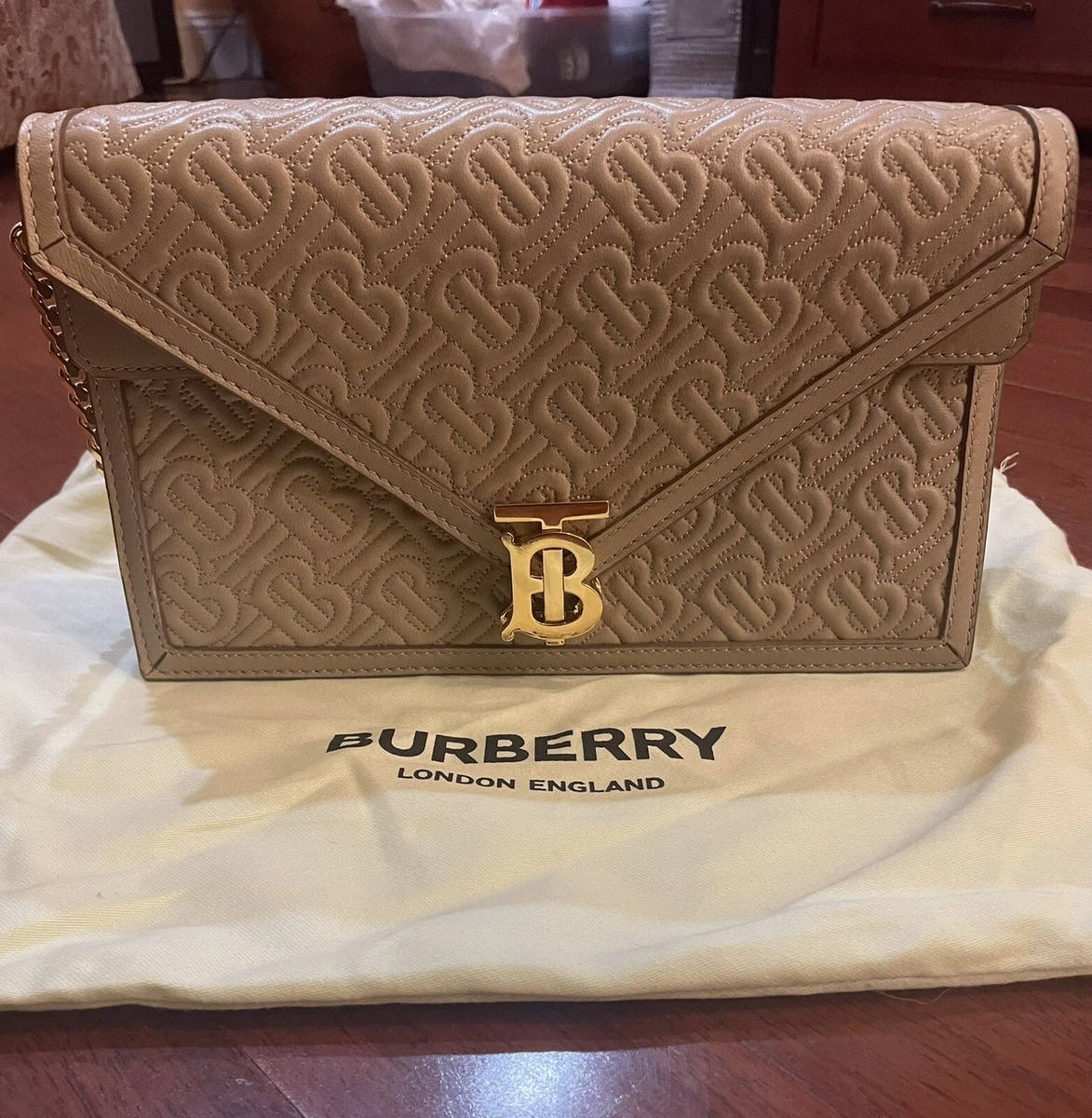 Burberry TB Monogram Bag Leather Envelope Crossbody / Clutch