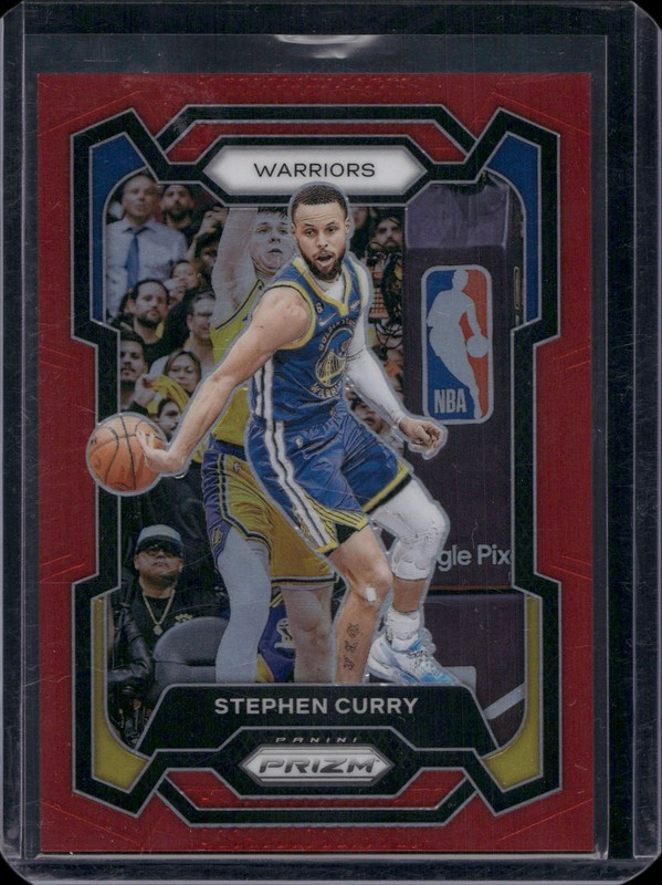 2023-24 Panini Prizm #119 Stephen Curry Red Prizm #/299 Logoman