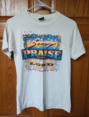 VTG 1990 Religious 'Sing Praise To The Lord' Screen Stars Graphic T-Shirt Sz S