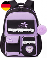 Tanou Schultasche MäDchen Rucksack Kinder, 1. - 5. Klasse, Schwarz Lila | 24L, W