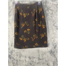 VTG 90s Harold Powell Black Rayon Floral Wrap Skirt Size 2 Made in USA!