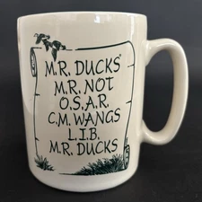 Rare M.R. Ducks Coffee Mug Pfaltzgraff White Green