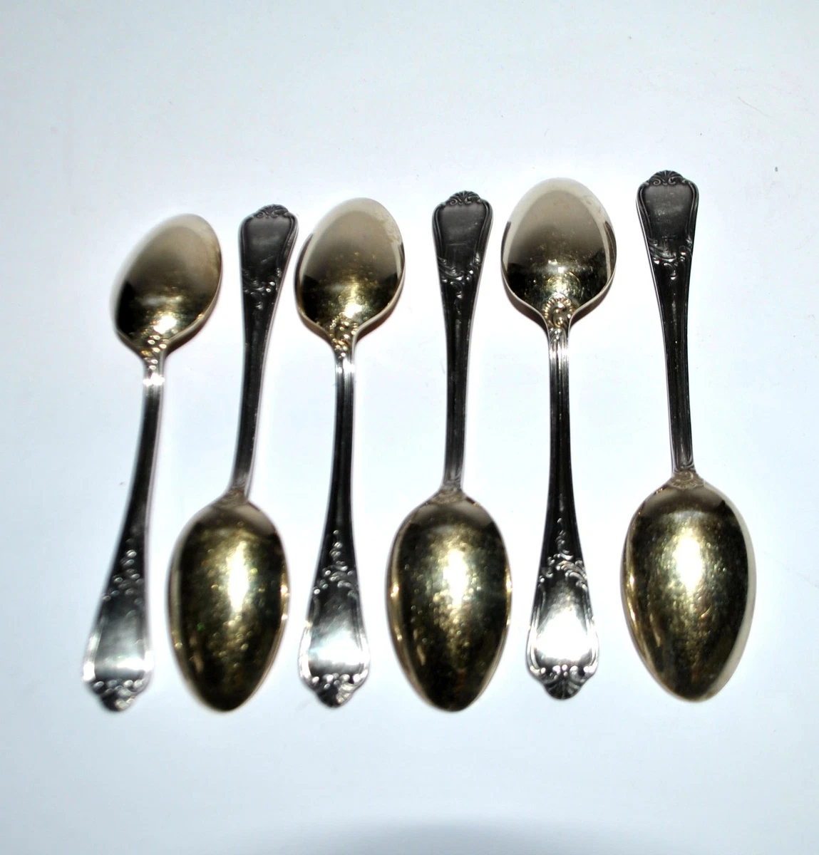 DEETJEN Lot 6 cuillères à café moka métal argenté Louis XV Rocaille n°25