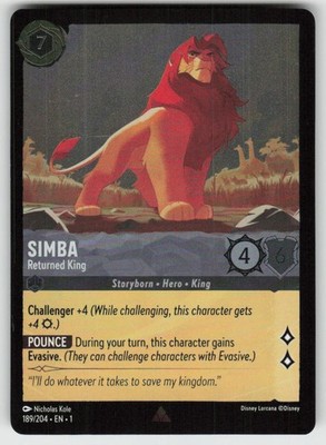 Cold Foil Simba - Returned King 189/204 Rare The First Chapter