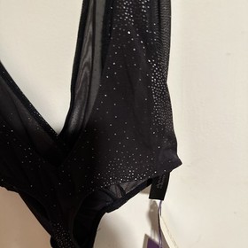 Maison Close SMALL Sz 4 Douce Provocation Thong Bodysuit Coeur, Open Black Body