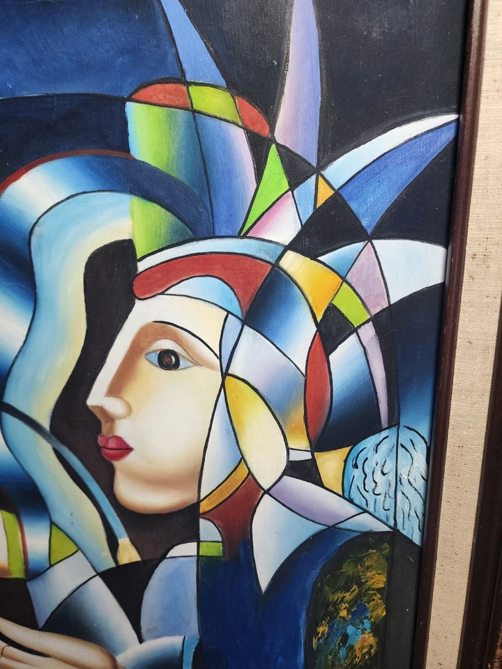 Original Surrealist  Abstract Heart On Canvas Painting Signed  - Image 4 of 4