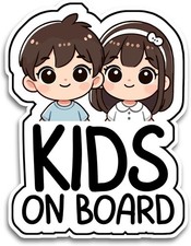 Signs for Car, 6.5 x 4.5 Kids, Waterproof and UV-Resistant Baby on Board Sticker