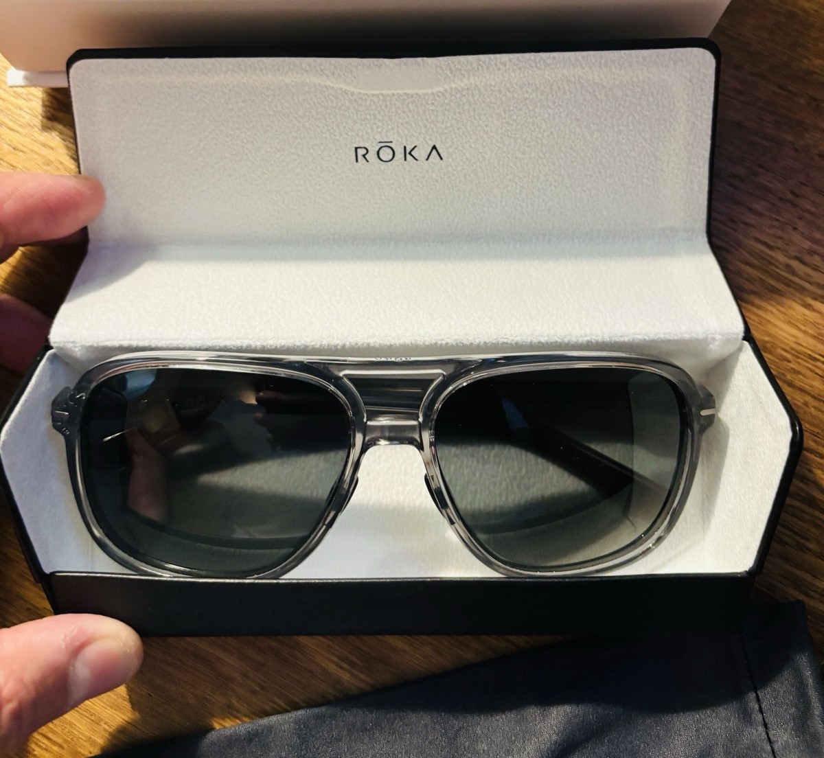 Roka Bandera Sunglasses Crystal Grey Frame Dark Carbon 