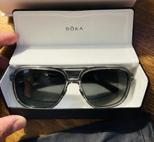 Roka Bandera Sunglasses Crystal Grey Frame Dark Carbon Polarized Lens