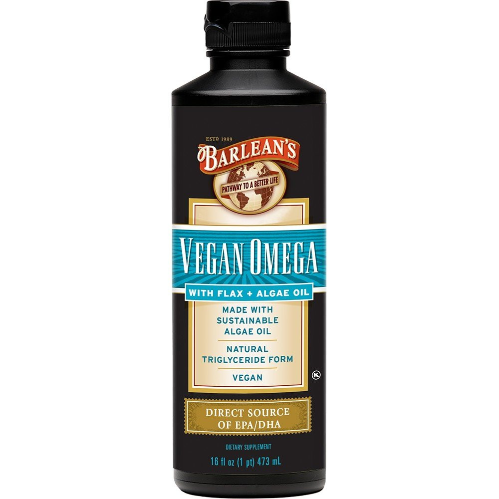 Barleans Vegan Omega с маслом льна и водорослей, 16 унций масла
