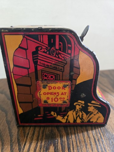 Vtg Louis Marx Benjamin Franklin Thrift Bank Tin Litho - Very Nice! - Picture 4 of 10
