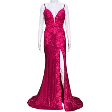Jovani Sequin Floral Sequin Gown Pink Raspberry Size 2 NWT