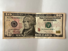 2017 $Star Low number NJ00001898* CRISP Ten Dollar Bill Note Vintage Currency