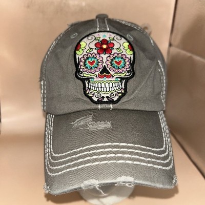 KB ETHOS VINTAGE Distressed Look Baseball Hat Cap Skull Day Of The Dead Calavera