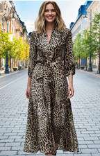 ABITO SCOLLO A V STAMPA ANIMALIER LEOPARDO ZARAZW COLLECTION $119 tg M 8246/144