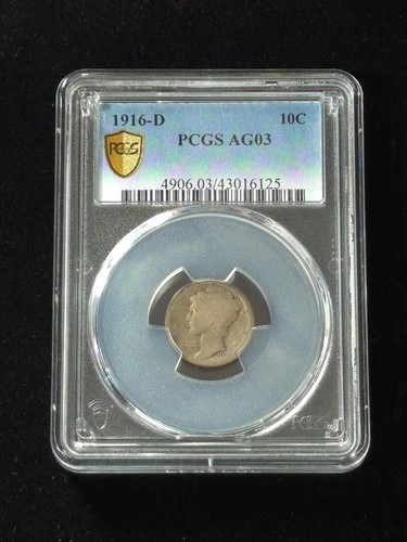 1916-D Mercury Silver Dime PCGS Graded AG03 #43016125