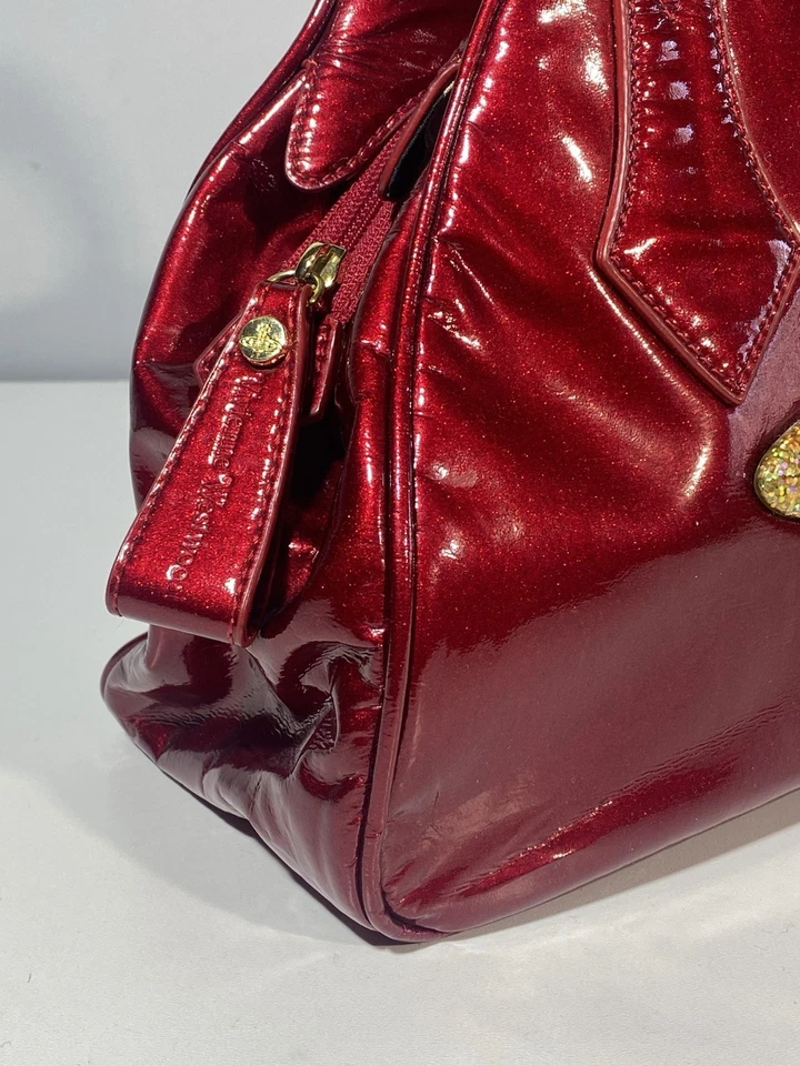Vivienne Westwood Jasmine Hot Red Color Patent Leather Women’s Handbag - Image 4 of 4