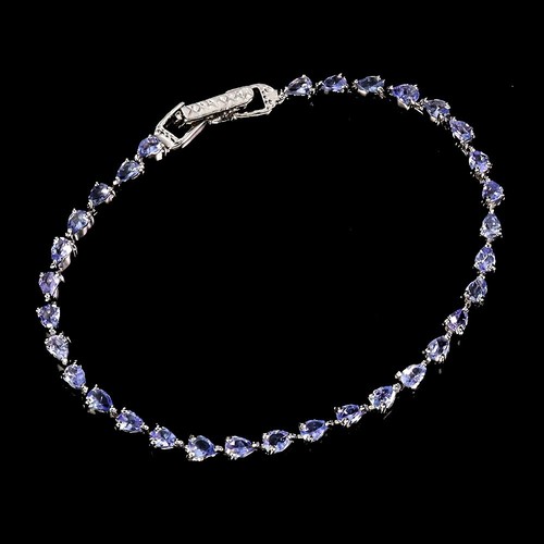 925 Sterling Silver Bracelet Pear Tanzanite 4x3mm Gemstone Jewelry 7.5 Inches