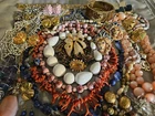 Vintage Costume Jewelry Lot Signed Trifari Monet + Rhinestone Coral Lapis Glass+