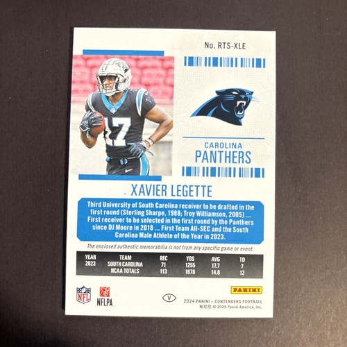 2024 Panini Contenders Rookie Ticket - Xavier Leggette (RC, MEM) #RTS-XLE - Picture 2 of 2
