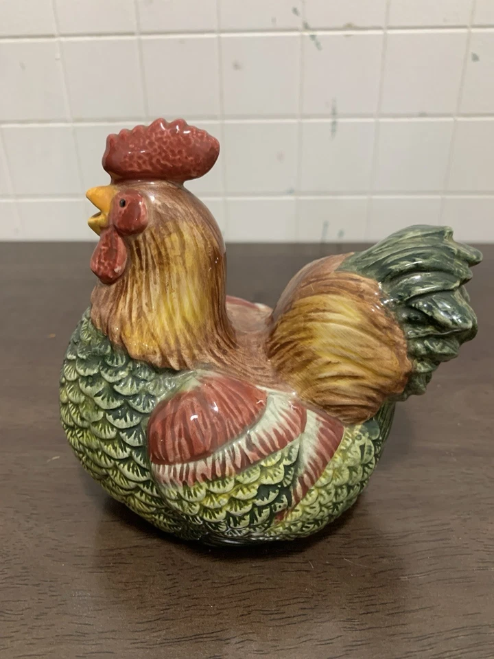 RARO DE COLECCIÓN Gallo Crema Sakura por Oneida En la Granja Pintado a Mano CASA DE CAMPO Foto 3 de 4