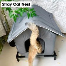 Outdoor Cat House Cat Tent Waterproof Elevated Protection Portable Insulated Pet