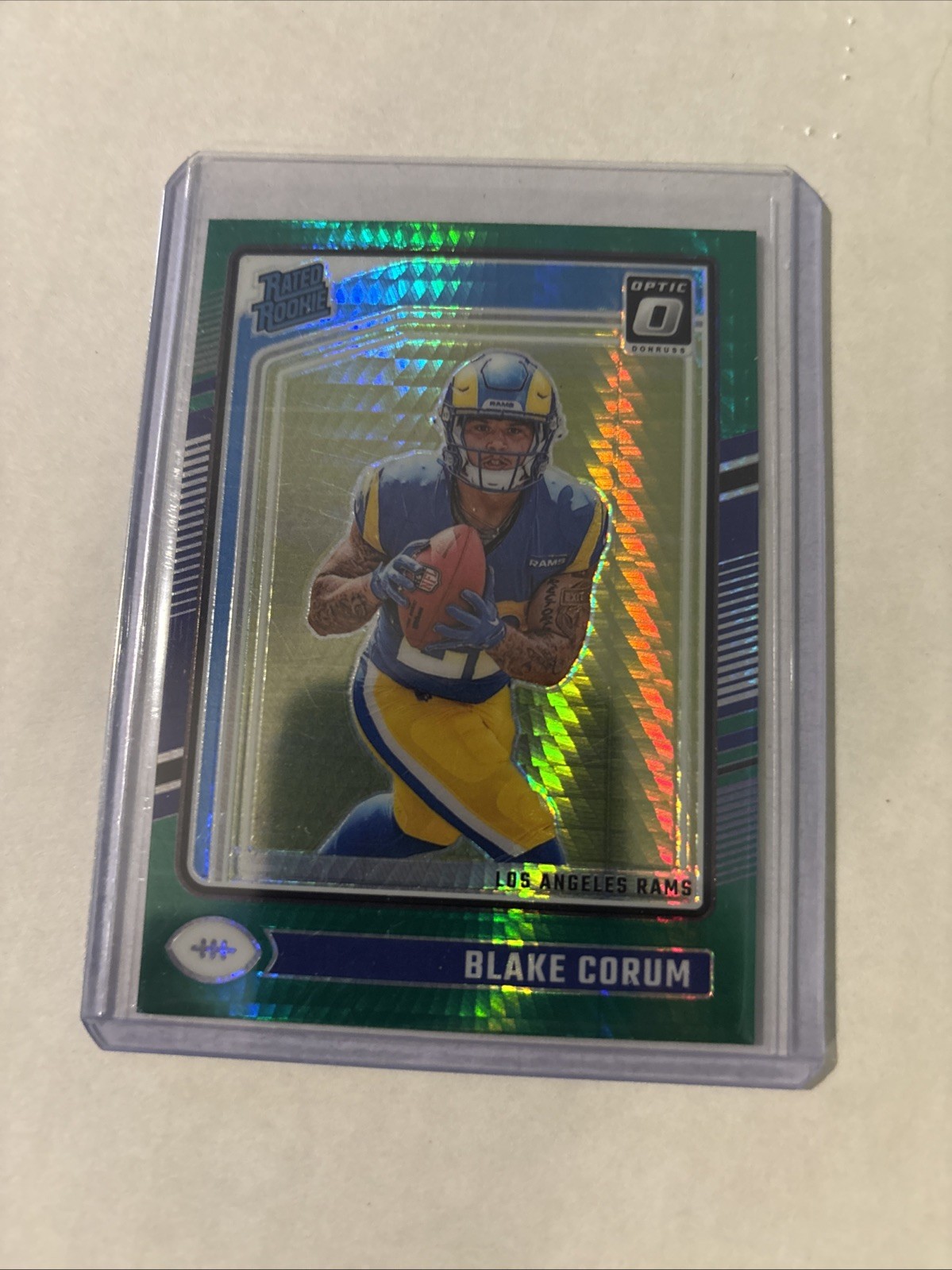 2024 Panini Donruss Optic - Rated Rookie Blake Corum #208 Green Hyper Prizm (RC)