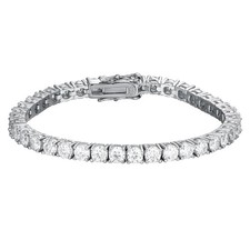 4mm Round Cut Moissanite Tennis Bracelet 925 Sterling Silver Pass Tester D/VVS1