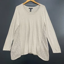 Style & Co Women’s Tunic Sweater XL Beige Tan Neutral Long Sleeves Warm Cozy