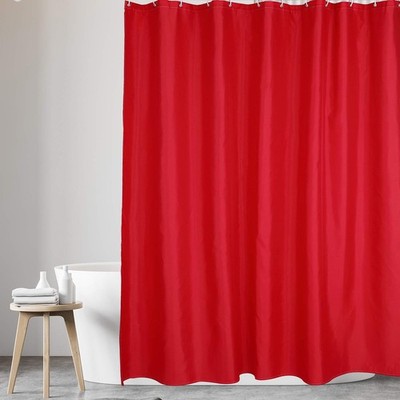 Twofishes Water Repellent Fabric Shower Curtain or Liner, 72 x 72, Red