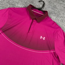 Under Armour Iso Chill Polo Shirt Mens Large Pink Short Sleeve Golf Performance