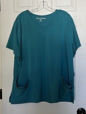Easy Stretch Scrub Top With Pockets Size 2xl Sea Green Color V-Neck