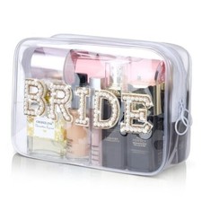 Bride Clear Makeup Bag, Bridal Shower Gifts Engagement Cosmetic Bag, Bling