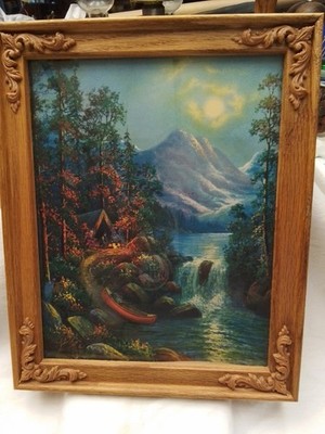 Framed Hanson White Print On Paper ''When The Moon Comes Over The Mountain''