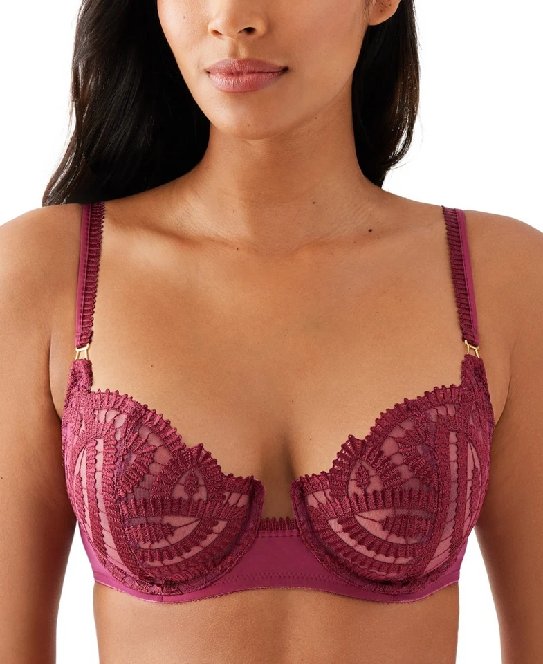 Sujetador Balconette Wacoal Para Mujer Bordado After Dark Rojo Ciruela Talla 34DDD MRSP $92 Foto 2 de 4